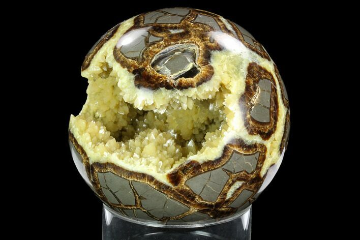 Crystal Filled, Polished Septarian Sphere - Utah #123842